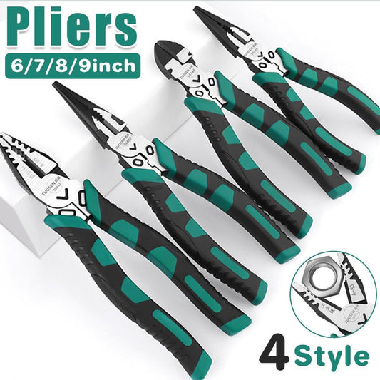 Labor-Saving Multi-Functional Tiger Pliers Flat Needle-Nose Diagonal Wire Pliers - Nose pliers-8inch.