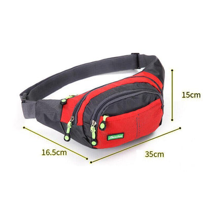 Fanny Pack Zip Pouch Hiking Climbing Sport Bum Waist Bag - Light Blue