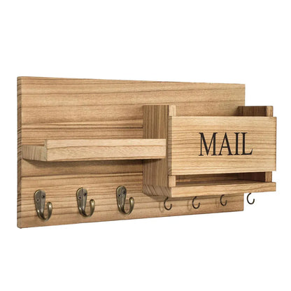Wooden Wall Mounted Key Holder Storage Rack Door Hook Hanger Coat Rack Organizer