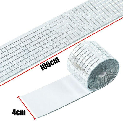 Diy Mini Mosaic Tiles Self-Adhesive Square Mirror Glass Wall Sticker Decors - Rose Gold.