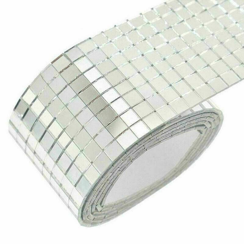 Diy Mini Mosaic Tiles Self-Adhesive Square Mirror Glass Wall Sticker Decors - Rose Gold.