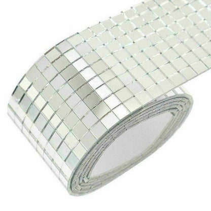 Diy Mini Mosaic Tiles Self-Adhesive Square Mirror Glass Wall Sticker Decors - Rose Gold.