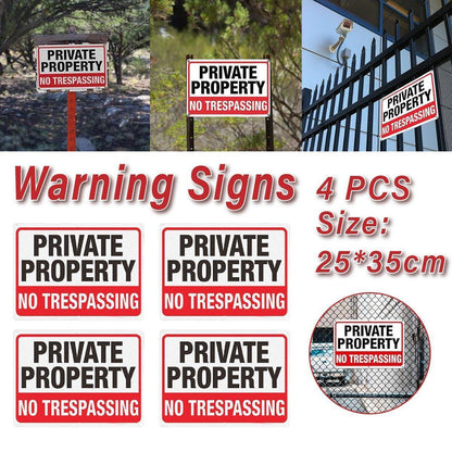 4PCS Reflective Surveillance Warning Signs Metal Security Camera Notice Durable.