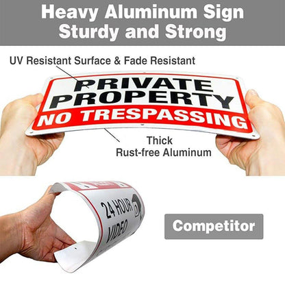 4PCS Reflective Surveillance Warning Signs Metal Security Camera Notice Durable.