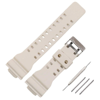 16mm TPU Watch Strap Compatible with G Series GA100 G8900 GW8900 with Tool Pins - Black