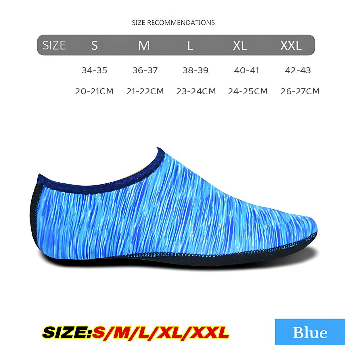 Unisex Water Shoes Slip On Aqua Socks Swim Surf Diving Yoga Exercise Reef Shoes - Blue-S