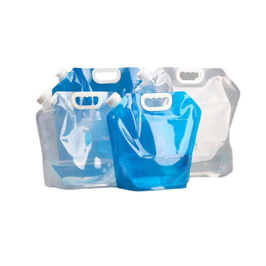 4pcs Folding Water Storage Bag Portable Bucket for Camping Hiking Outdoor Sports - Transparent.