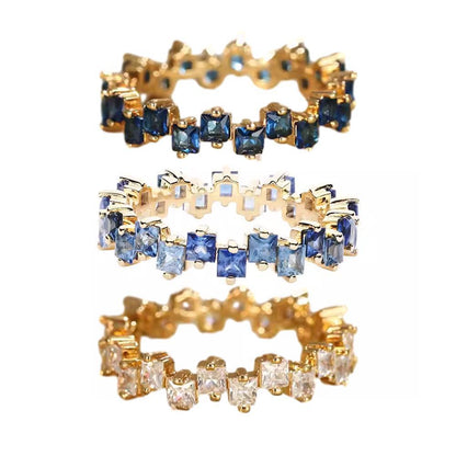 Square Design 1.2ct Simulated Diamond Women Engagement Ring Rose Gold Plated - Water Blue-Size 6