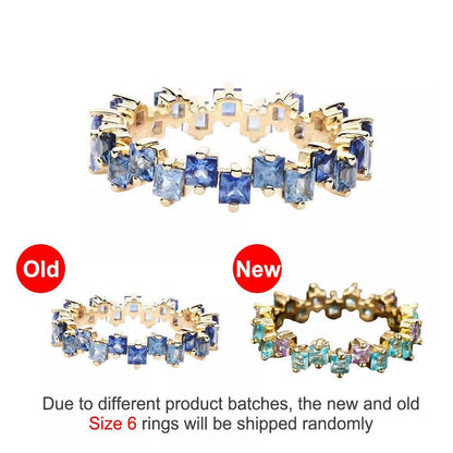 Square Design 1.2ct Simulated Diamond Women Engagement Ring Rose Gold Plated - Water Blue-Size 6