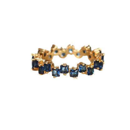 Square Design 1.2ct Simulated Diamond Women Engagement Ring Rose Gold Plated - Water Blue-Size 6