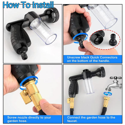 Washing Nozzle Plant Pet Hose 8-Mode Garden Car Water Foam Sprayer Soap Dispenser - Green.