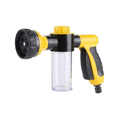 Washing Nozzle Plant Pet Hose 8-Mode Garden Car Water Foam Sprayer Soap Dispenser - Yellow.