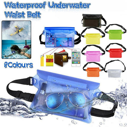 Waterproof Underwater Waist Belt Bum Bag Beach Swimming Boating Dry Phone Pouch - Blue