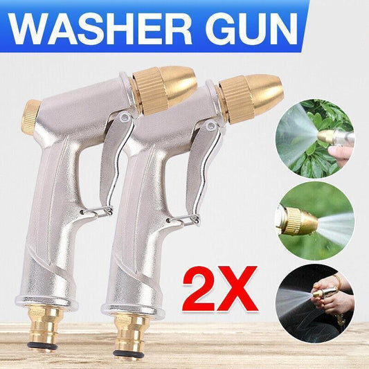 2Pcs High Pressure Water Spray Handle Nozzle Brass Garden Hose Pipe Lawn Car Wash.