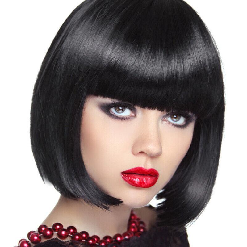 Short Bob Wig with Bangs for Women Synthetic Cosplay Party Hair in 14 Colours - Yellow