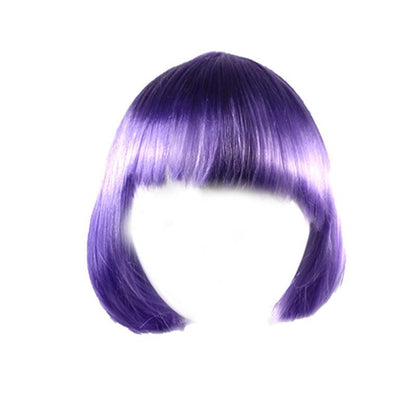 Short Bob Wig with Bangs for Women Synthetic Cosplay Party Hair in 14 Colours - Yellow