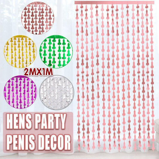Metallic Tinsel Curtain 2m x 1m Hens Party Backdrop Foil Fringe Hanging Decor - Gold