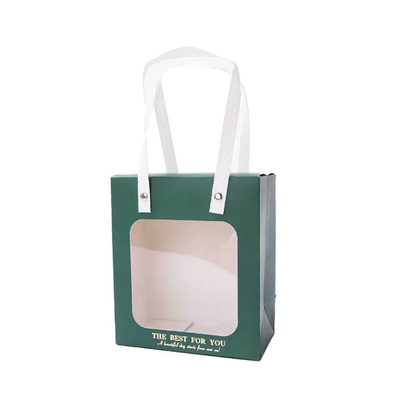 20pcs Translucent Gift Bags Packaging Tote Birthday Party Favors Candy Bags - Green-M Size