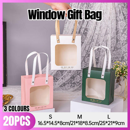 20pcs Translucent Gift Bags Packaging Tote Birthday Party Favors Candy Bags - Green-S Size