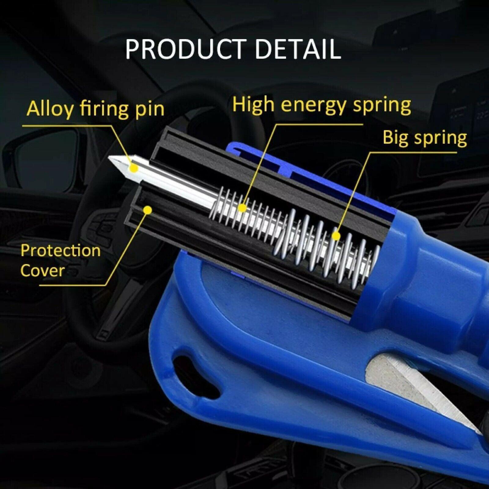 3 In 1 Car Window Glass Breaker Emergency Escape Tool with Cutter - Black.