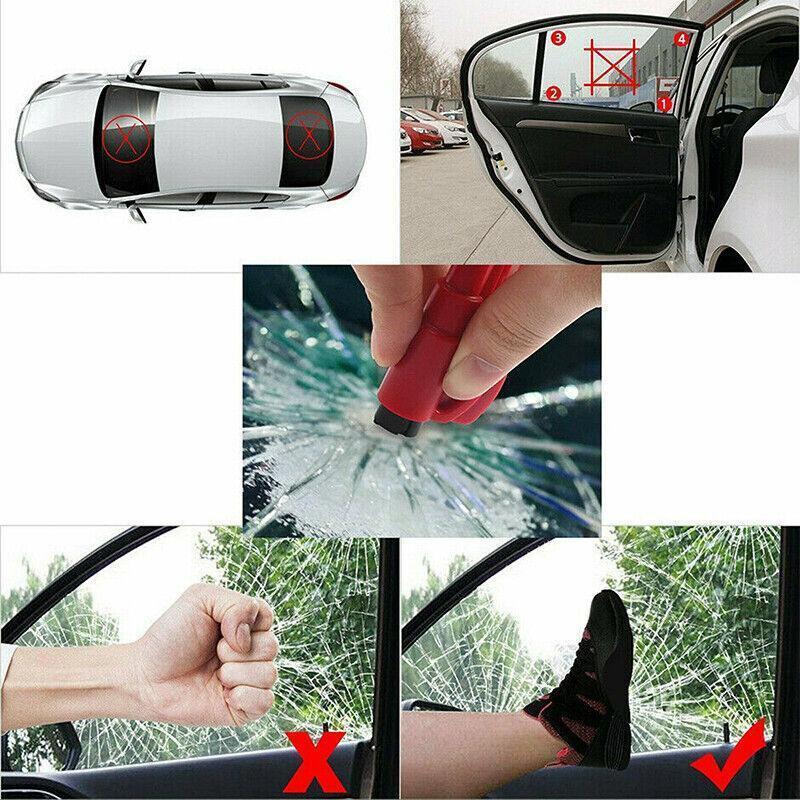 3 In 1 Car Window Glass Breaker Emergency Escape Tool with Cutter - Green.