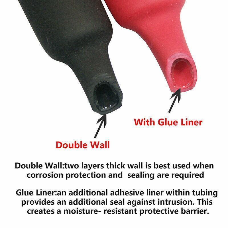 Grade Marine Heat Shrink Tubing 3:1 Wire Sleeve Glue Inside Fast Wrap Insulation Black - 25.4mm*1M.