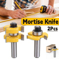 2pcs Tenon Milling Cutter Set Three Tooth T Slot Splice Square Tooth Router Bit.