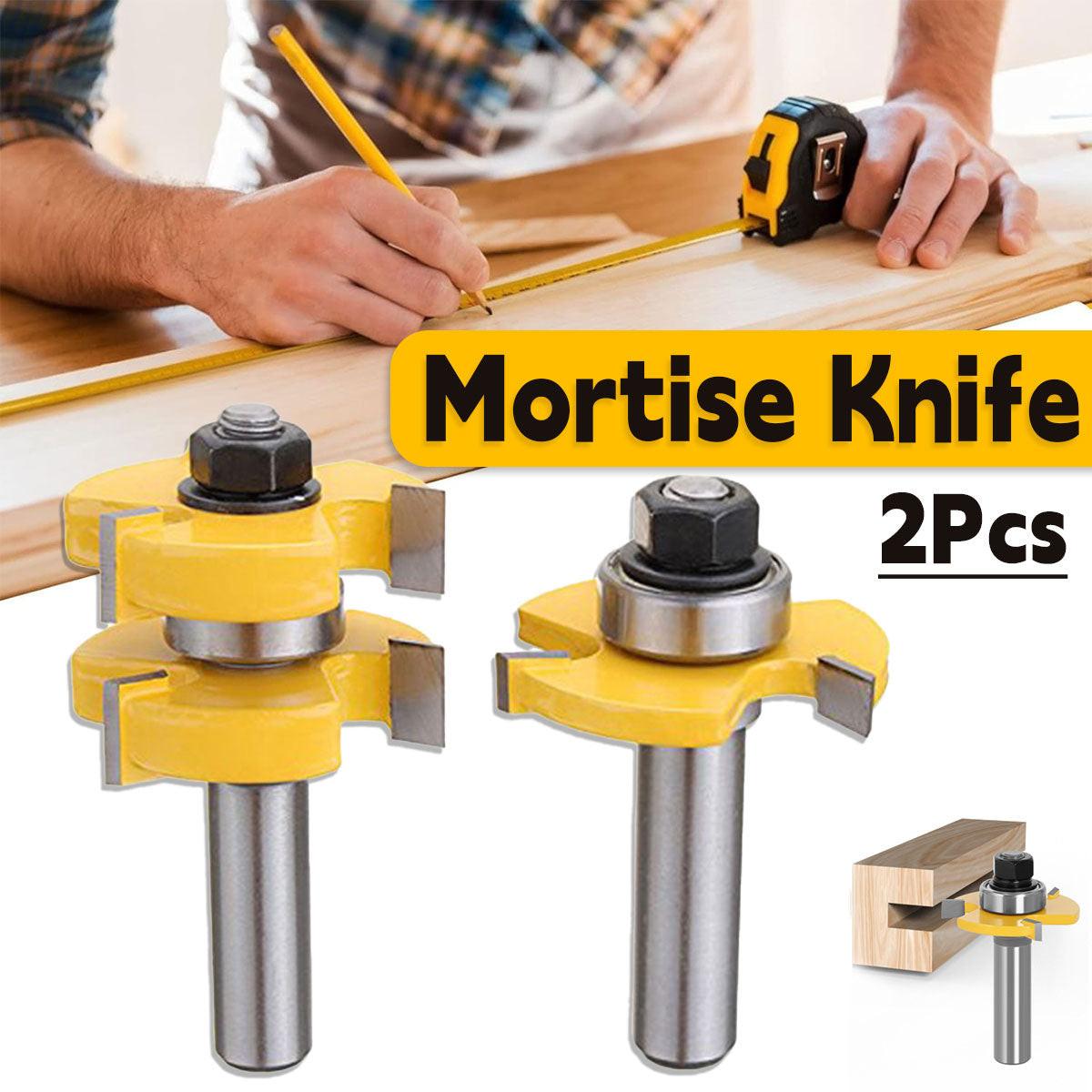 2pcs Tenon Milling Cutter Set Three Tooth T Slot Splice Square Tooth Router Bit.