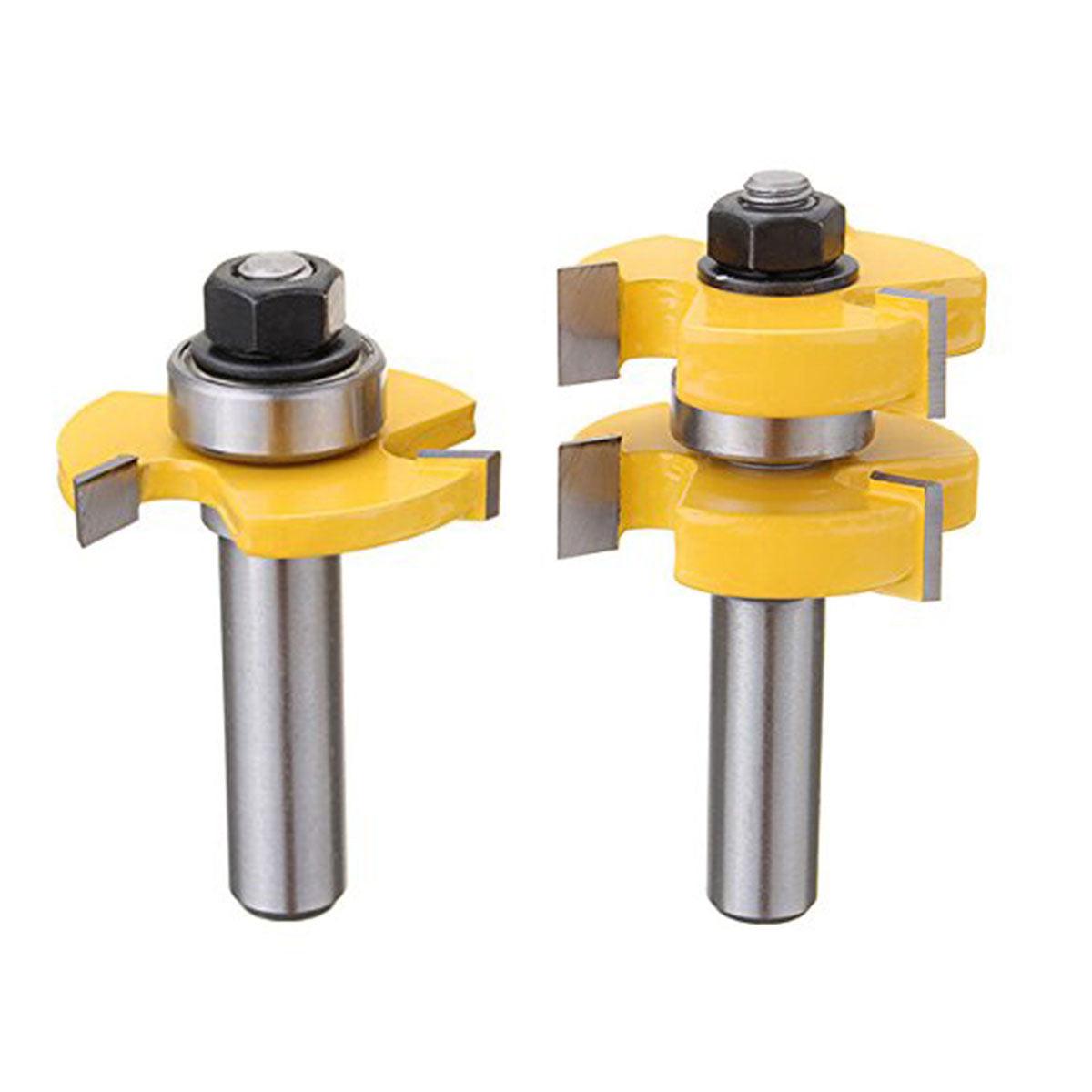 2pcs Tenon Milling Cutter Set Three Tooth T Slot Splice Square Tooth Router Bit.