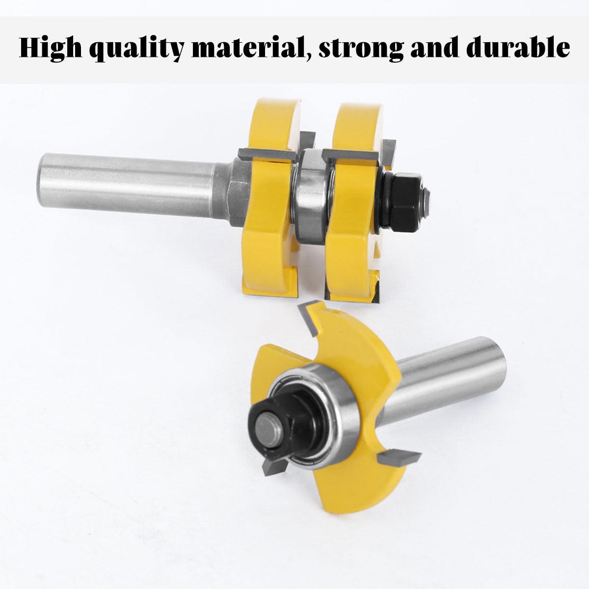 2pcs Tenon Milling Cutter Set Three Tooth T Slot Splice Square Tooth Router Bit.
