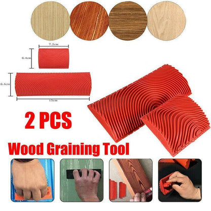 2PCS Wood Graining Tool Wood Grain Wall Art Paint For Wall Painting Decor DIY.