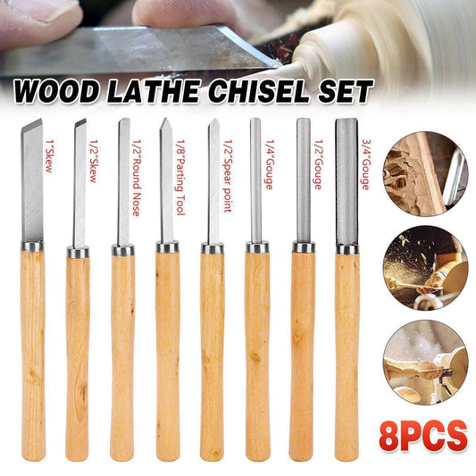8X Heavy Duty HSS Wood Lathe Chisel Set Turning Wood Tools Carving GougeDurable.