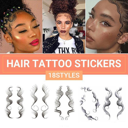 Hairline Edge Tattoo Stickers - Curly Fringe Decals for Women Styling - 4