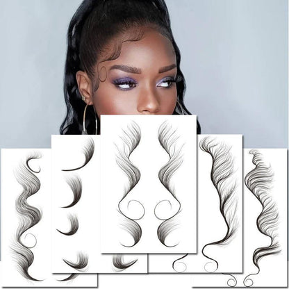 Hairline Edge Tattoo Stickers - Curly Fringe Decals for Women Styling - 4
