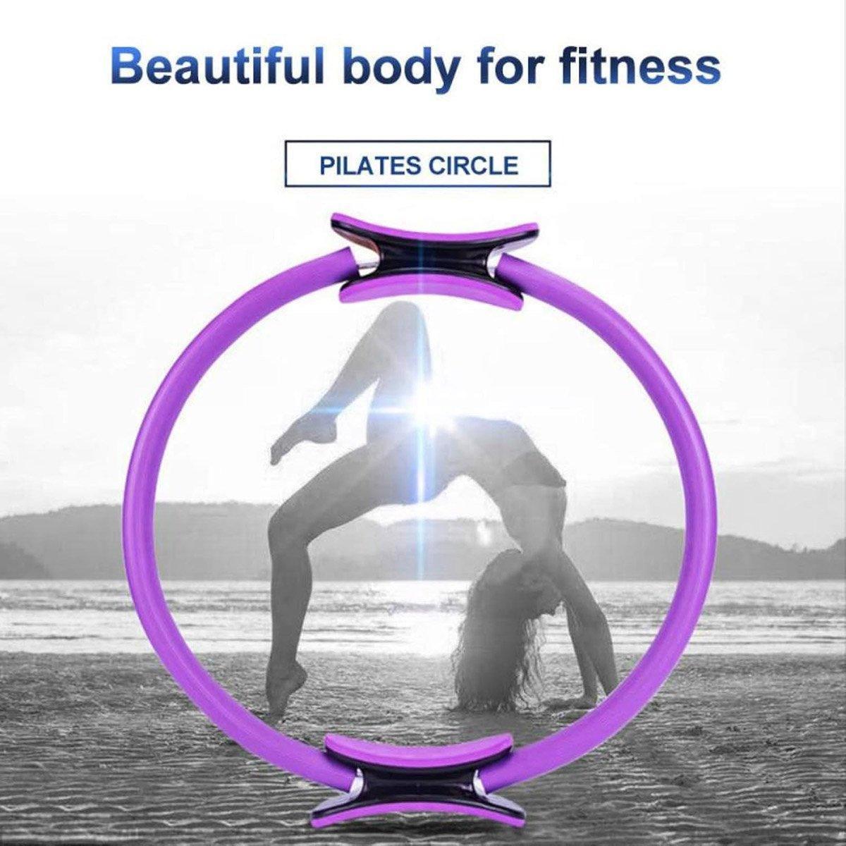 6 Colours Pilates Yoga Ring Magic Circle Fitness Equipment for Toning Slim Legs - Pink.