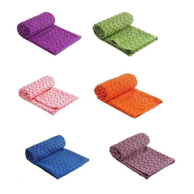 Non Slip Yoga Towel Mat Microfiber Fitness Gym Exercise Blanket with Carry Bag - Orange.