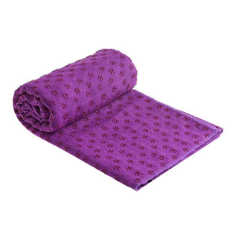 Non Slip Yoga Towel Mat Microfiber Fitness Gym Exercise Blanket with Carry Bag - Orange.