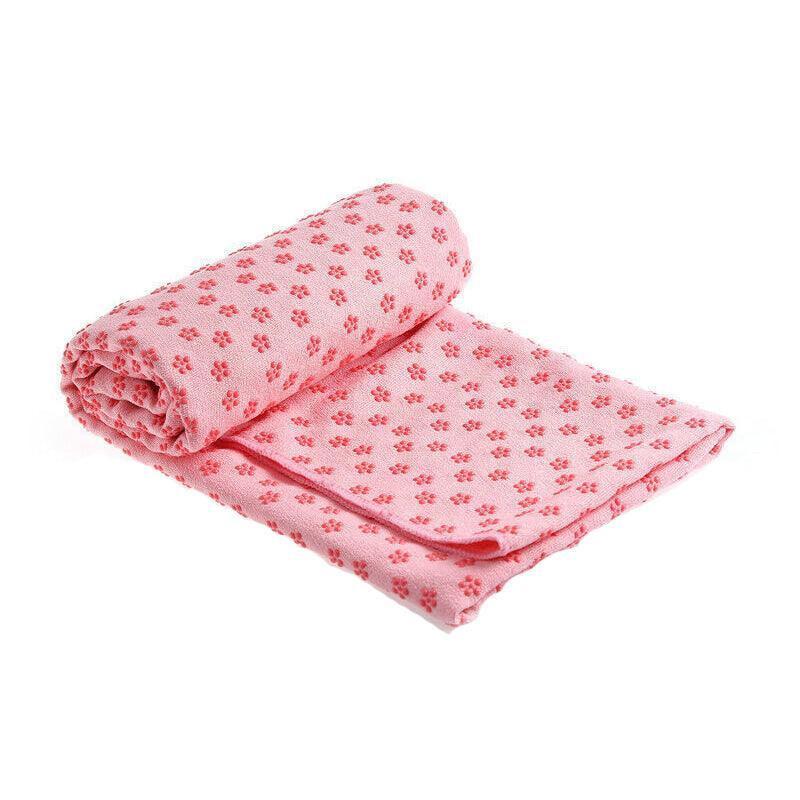 Non Slip Yoga Towel Mat Microfiber Fitness Gym Exercise Blanket with Carry Bag - Orange.
