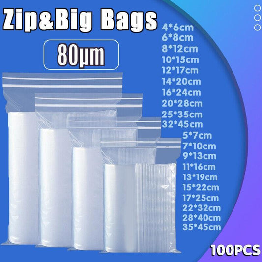 100X Bulk Clear Resealable PE Plastic Zip Bags - 4*6cm â 1PC Sample Only.