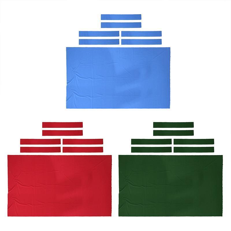 7Pcs Worsted Billiard Snooker Pool Table Cover Cloth W/ Felt Strip Heavy Duty 7FT - Green.