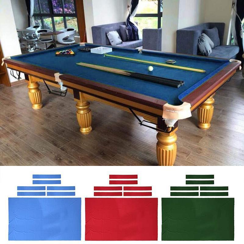 7Pcs Worsted Billiard Snooker Pool Table Cover Cloth W/ Felt Strip Heavy Duty 7FT - Green.