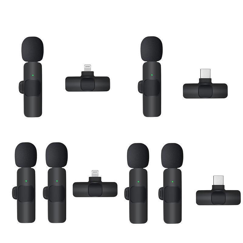 Wireless Lavalier Microphone Mini Mic For Android iPhone iPad Vlog Live Stream - Lightning (Two Microphones).