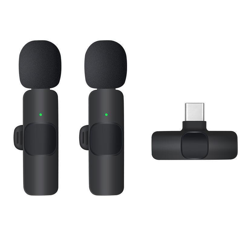 Wireless Lavalier Microphone Mini Mic For Android iPhone iPad Vlog Live Stream - Lightning (Two Microphones).