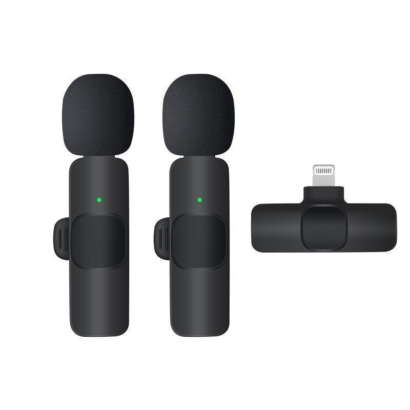 Wireless Lavalier Microphone Mini Mic For Android iPhone iPad Vlog Live Stream - Lightning (Two Microphones).