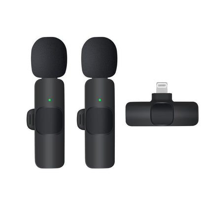 Wireless Lavalier Microphone Mini Mic For Android iPhone iPad Vlog Live Stream - Lightning (Two Microphones).