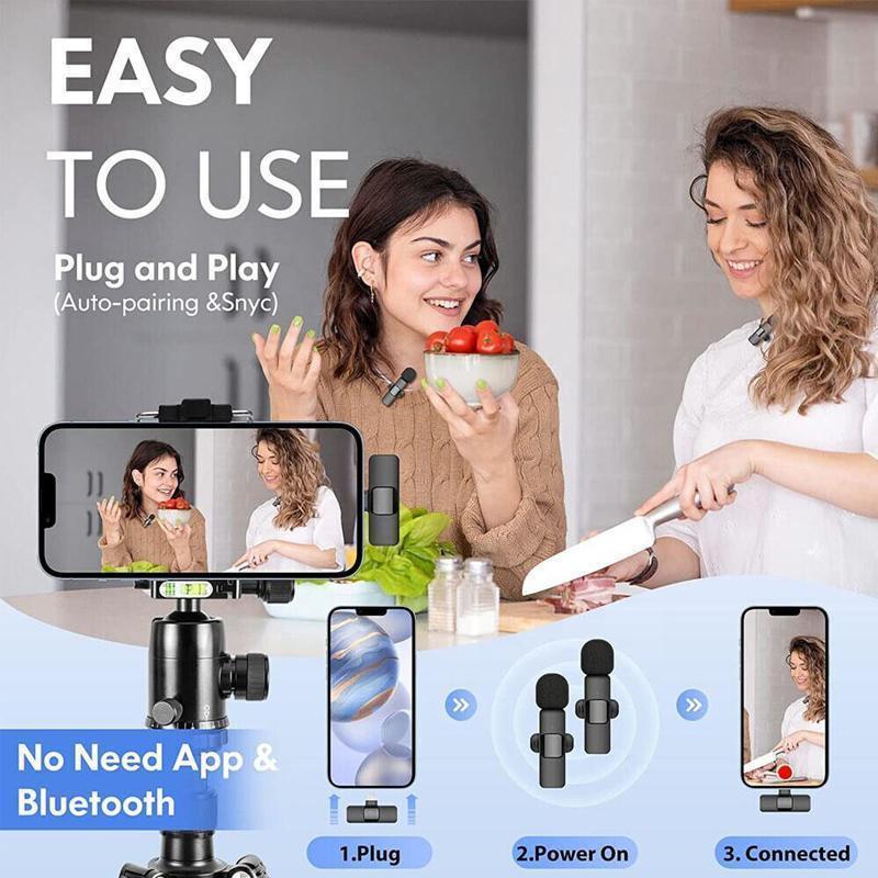 Wireless Lavalier Microphone Mini Mic For Android iPhone iPad Vlog Live Stream - Type-C For Android (One Microphone).