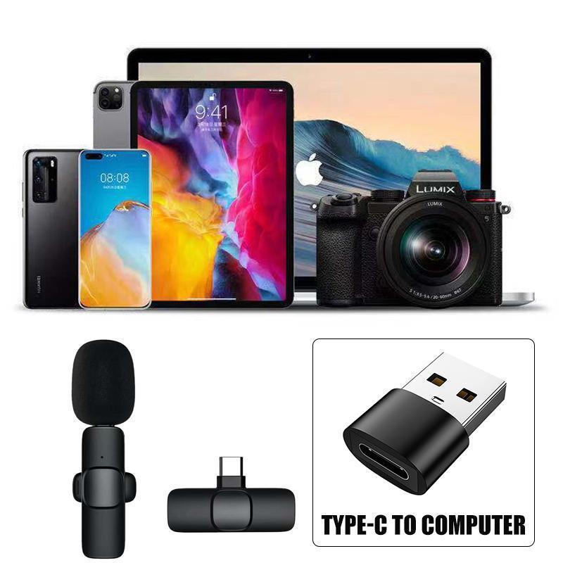 Wireless Lavalier Microphone Mini Mic For Android iPhone iPad Vlog Live Stream - Type-C For Android (One Microphone).