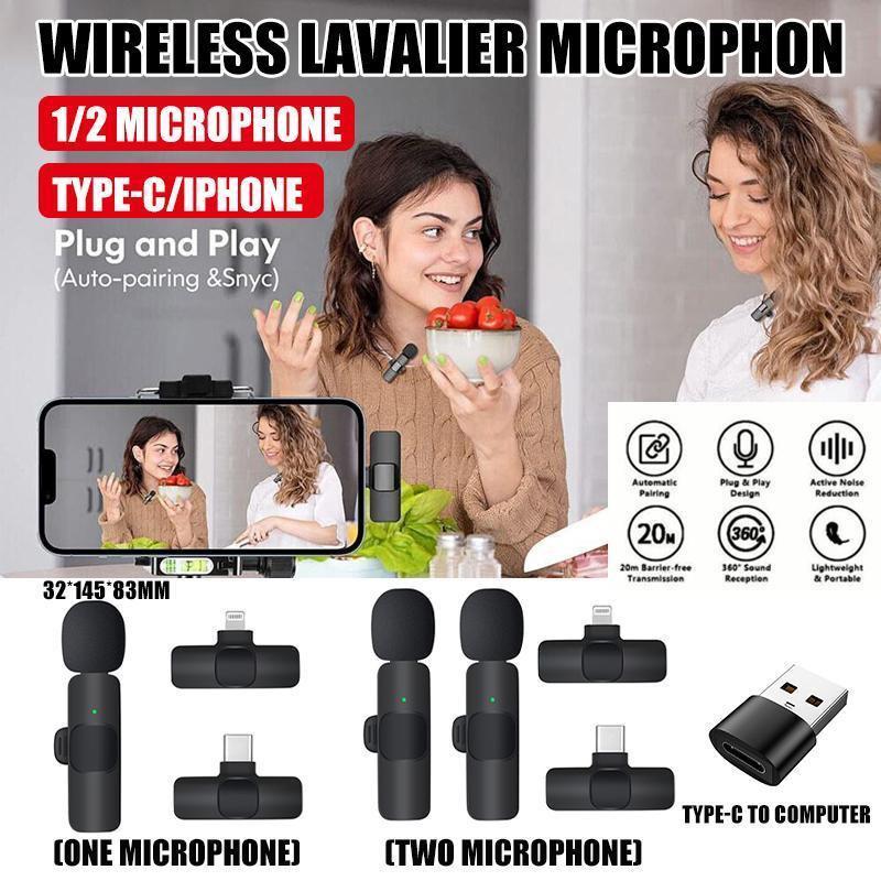Wireless Lavalier Microphone Mini Mic For Android iPhone iPad Vlog Live Stream - Type-C to computer (Without Microphone).