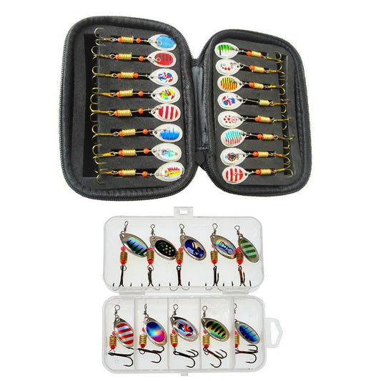 10/16PCS Fishing Lure Spinners Baits Spoon Set with Tackle Bag Trout Bass Tackle - B(10PCS).