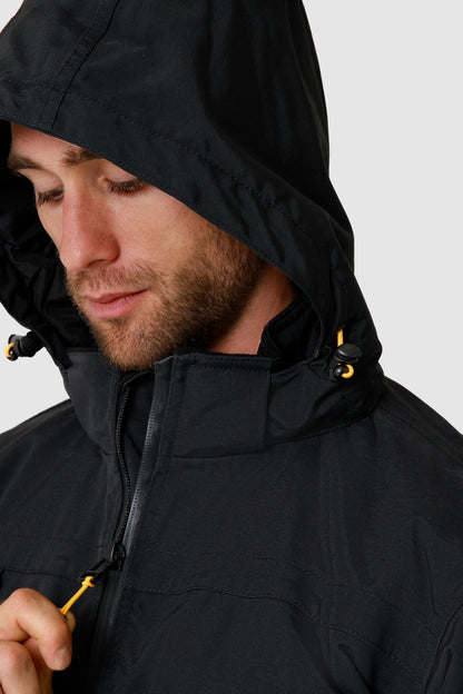 Caterpillar Mens Waterproof Zip Jacket w Hood Chinook CAT Winter Ski in Black - 3XL